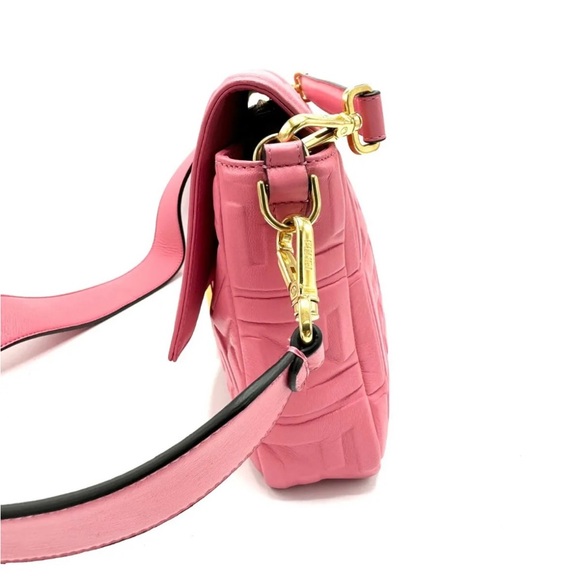 Fendi Baguette NM Bag Zucca Embossed Leather Large Pink - Picture 3 of 15